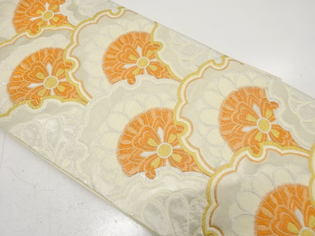 アンティーク　雪輪に花模様織り出し袋帯（着用可）